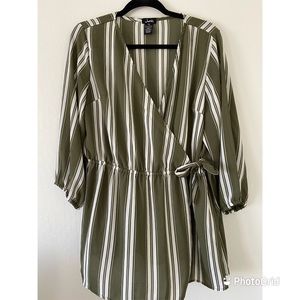 Olive & White Striped Blouse